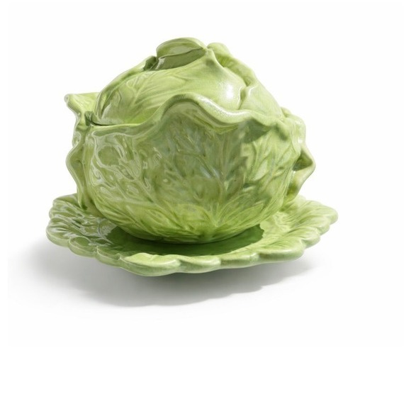 Holland Mold Other - VTG Holland Mold Green Cabbage Tureen Lidded Bowl with Underplate Majolica